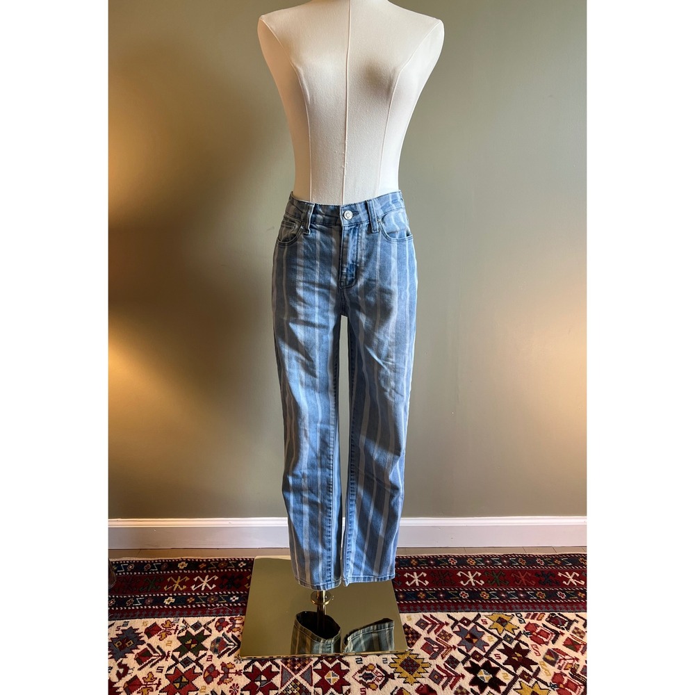 RSQ Jeans Womens Blue White Striped High Rise Ankle Skinny Denim Size 3/26